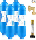 BELVITA RV Inline Water Filter with Solid Brass 90 Degree Hose Elbow, Eliminates Stress and Strain On RV Water Intake Hose Fittings(4 Pack)