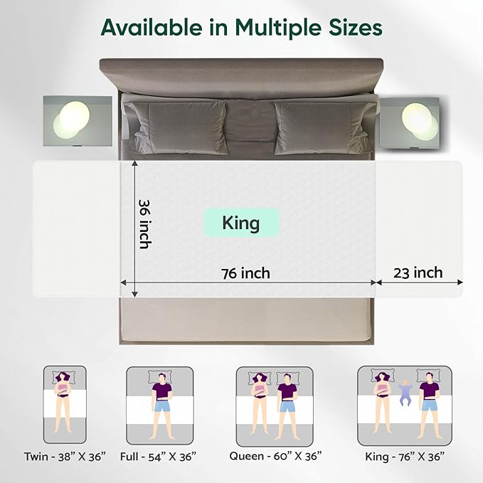 Bed Pads Washable Waterproof, King (76" x 36", Pack of 1) Incontinence Bed Pads & Pee Pads, Perfect for Kids, Adults and Elderly