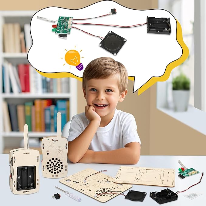 Stem Projects Walkie Talkies Toys for Boys Age 8-12 12-14 Science Kit Building Own DIY Electronics Kit for Kids Science Experiments Kid 9-12 Boy Toys Birthday Gift 8 9 10 11 13 Year Old Teen Girl