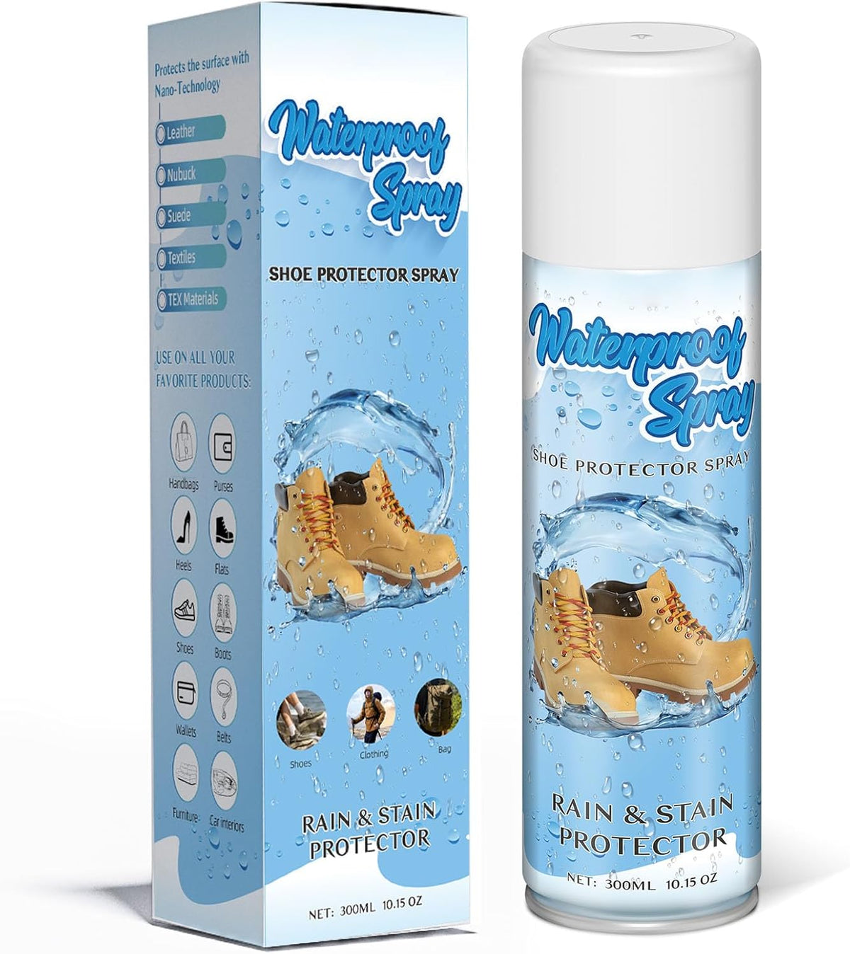 etching Shoe Protector Spray, Suede Protector Spray, Rain & Stain Waterproof Protection for Shoes, Boots, Handbags, Purses, Suede, Leather, Canvas, Nubuck, Fabric, Nylon, 10.15Oz