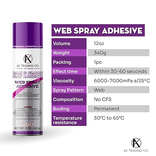 AK TRADING CO. Professional Quality General Multipurpose Spray Adhesive, 12-Ounce for Acoustic Panels & Craft Upholstery Foam Adhesive & Fabric Glue