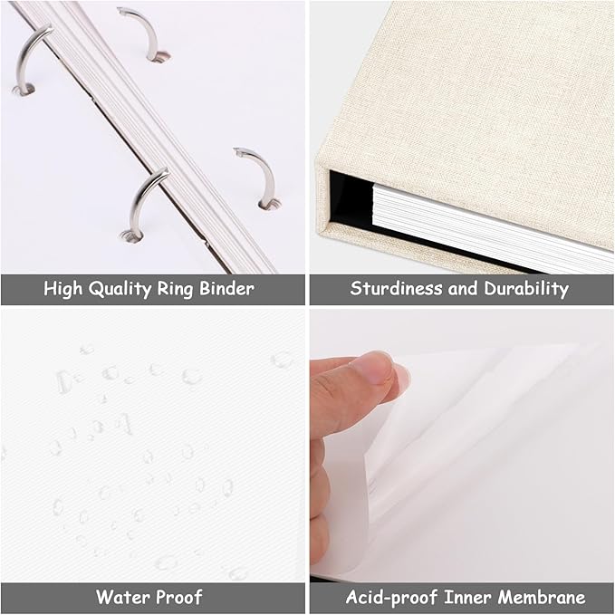 Zesthouse Photo Album Self Adhesive with Picture Display Window, 3-Ring Scrapbook Albums 60 Pages Holds 8x10 5x7 4x6 Photos, DIY Photo Book Ideal Gift for Family Wedding Baby