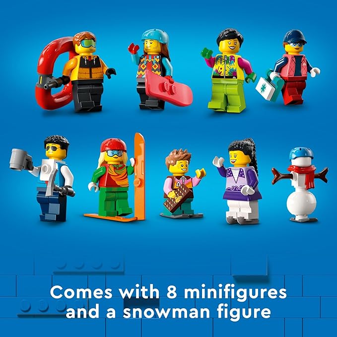 LEGO City Ski and Climbing Center Building Toy Set, 3-Level Building with a Ski Slope, 8 Minifigures and 2 Animal Figures for Imaginative Winter Sports Play, Fun Gift Idea for Kids and Ski Fans, 60366