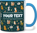 Personalized Mug for Kids - Woodland Animals - Custom Name/Text, Ceramic Hot Chocolate/Coffee Cup for Boys/Girls, Birthday/Christmas/Holiday Gift - 11 oz, Light Blue Handle