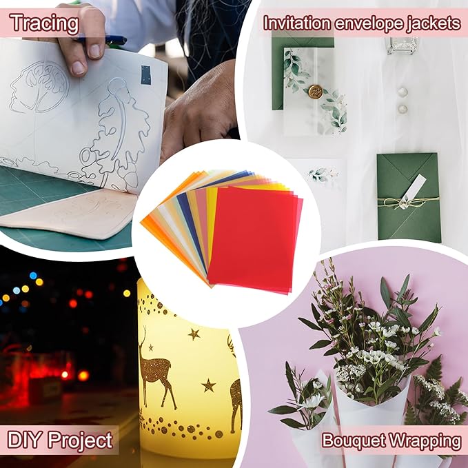 PATIKIL 30 Sheets Vellum Paper 8.5x11inches, Printable Translucent Paper 100GSM Colored for Invitations Laser Inkjet Printing Card Making Crafting Wedding Tracing, Yellow