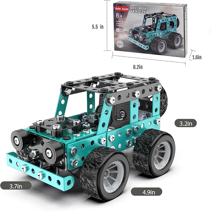 Buildable 3D Metal Engineering Kit 194-Piece STEM Set for Ages 8-16 Develops Logic Skills DIY Project Ideal Gift for Kids (Blue)