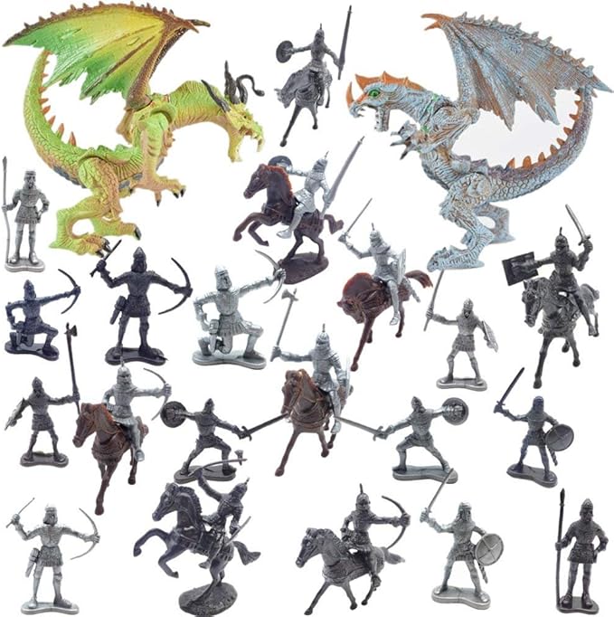 Guaishou Dragon Knight Action Figure Horse with Lance Fantasy World Ancient Soldiers Warriors Army Cavalry Party Favors Classic Soldier Toys