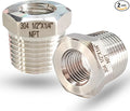 1/2" NPT Male to 1/4" NPT Female Hex Bushing Reducer, 304 Stainless Steel NPT Reducing Adapter Pipe Fitting, Heavy Duty Pipe Hex Bushing for Reducing Pipe (1/2” MNPT x 1/4” FNPT)