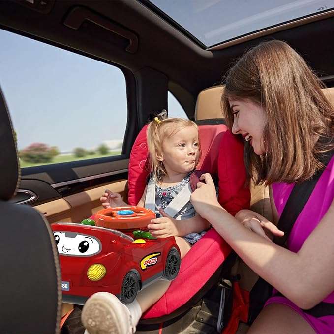 2-in-1 Toddler RC Car & Steering Wheel Toy with Music | Interactive Simulation Driving Adventure Toy for 18+ Months Baby Learning | Gift for 1.5+ Years Old Boys Girls