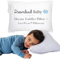Dreamland Baby Premium Toddler Pillow and White Pillowcase, 13 x 18. Machine Washable, Ergonomic Kids Pillow + Ultra Soft Viscose Pillowcase. Mom-Owned US Business, Premium Materials