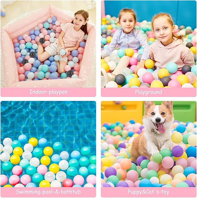 Vanland Ball Pit Balls for Baby and Toddler Phthalate Free BPA Free Crush Proof Plastic - Multicolored Pit Balls in Reusable Play Toys for Kids with Storage Bag