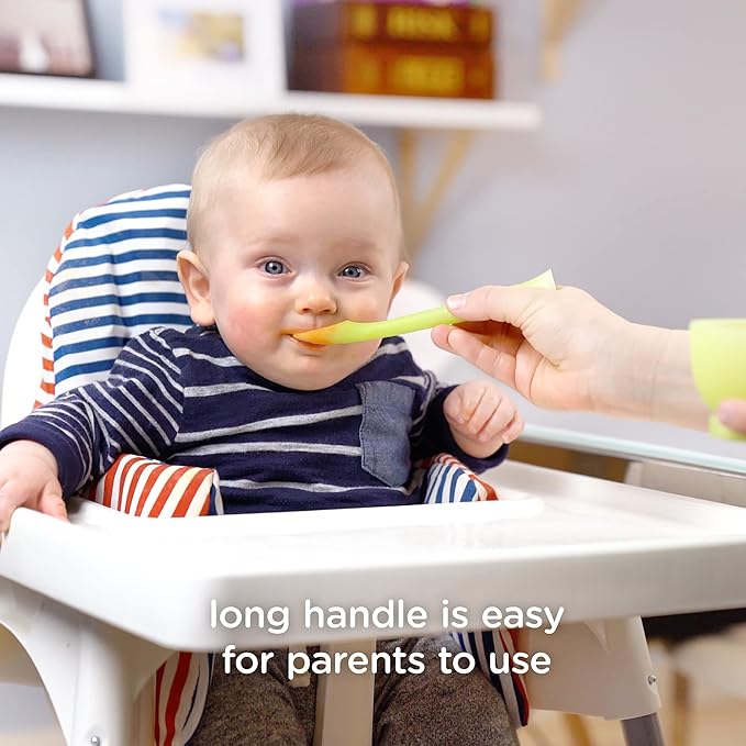 Olababy Baby and Children's Spoon (Training, Set of 2) - Flexible Learning Spoon for Complementary Foods Introduction | Soft, Flexible Silicone BPA-Free