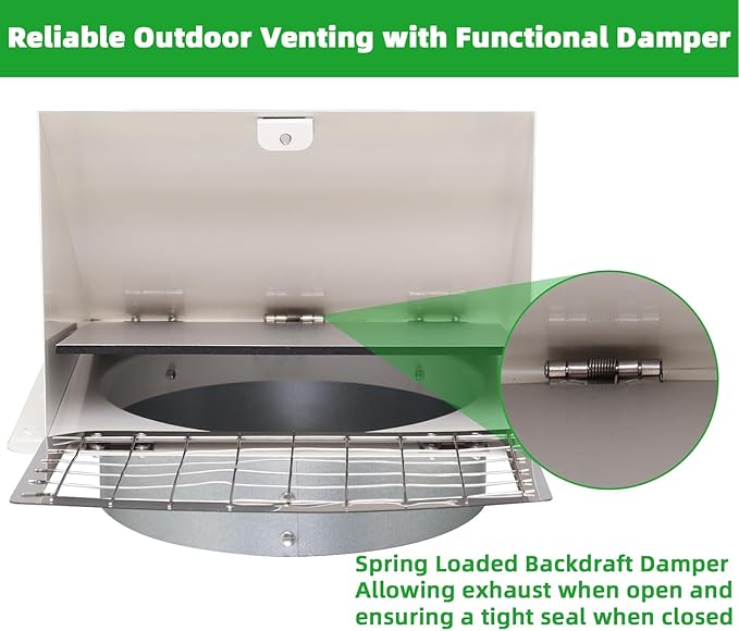 3 Inch Dryer Vent Cover Outside,Metal Exterior Vent Cover with Screen and Cushioned Flap,Outdoor Dryer Vent Hood Outlet Exhaust Vent Cover Air Wall Vent Cover for House Laundry Range Hood AC-White