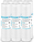 Membrane Solutions Grooved Sediment Water Filter Cartridge (Pack of 6), 5 Micron Whole House Water Filter Universal Replacement 10"x2.5" for 10 inch RO Unit, Whole House Under-Sink Filtration System