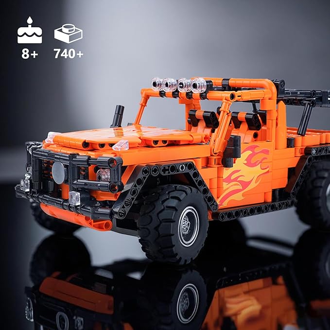 VERTOY STEM Building Car Toys for Kids Boys - Remote & APP Control Block Set, Birthday Gifts for Age 8-12 13+ Year Old, Bigger Orange Model(740+ pcs)