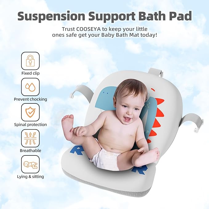 MoreFeel Collapsible Baby Bathtub for Newborn with Thermometer & 1 Hooded Towel & 1 Soft Floating Cushion,Portable Travel Bathtub with Drain Hole, Durable Foldable Baby Tubs for Infants to Toddler