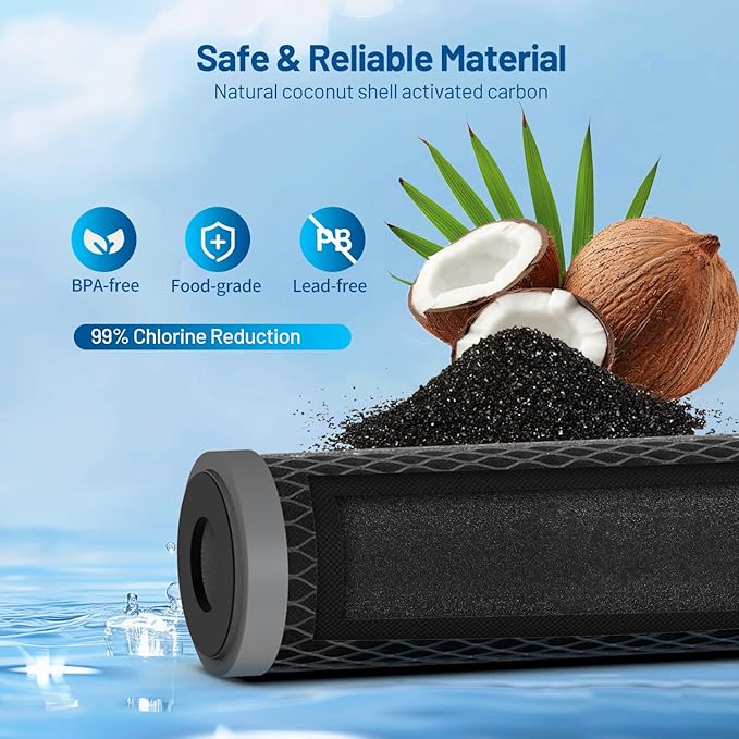 1 Micron 10" x 2.5" Whole House CTO Carbon Block Water Filter Cartridge Replacement for CBC-10, CB1-10, CBR2-10, CB3, CB1, FX12P, FXULC, FXUVC, WHKF-DB1, SMCB-2510, CBSM-2510, MAXVOC-975RV (Pack of 4)