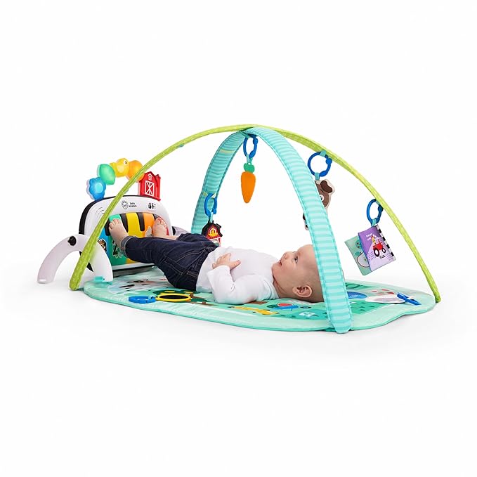 Baby Einstein Farm Explorers 4-in-1 Kickin’ Tunes Musical Meadow Music & Language Discovery Gym, Ages 0 Months and Up