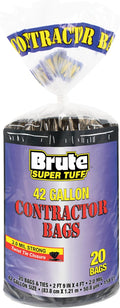 Heavy Duty Contractor Bags, Extra Large Trash Bags, Twist Tie Closure, Black, 42 Gallon, 20 Count
