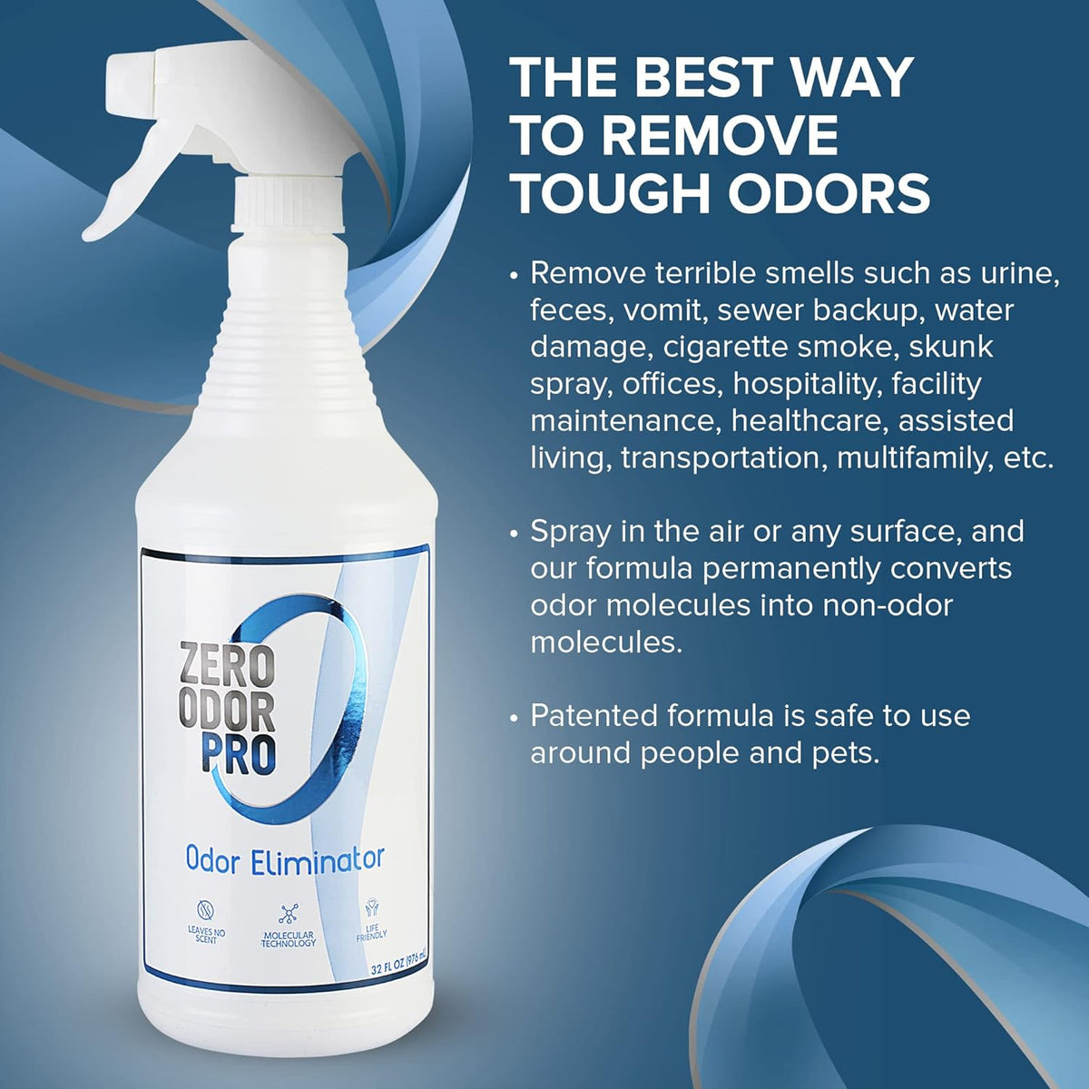 Zero Odor Pro - Commercial Strength Eliminator Odor Neutralizer, Room Deodorizer Odor Eliminator Musty Smell - Strongest Odor Eliminator Trigger Spray, (32-ounce)