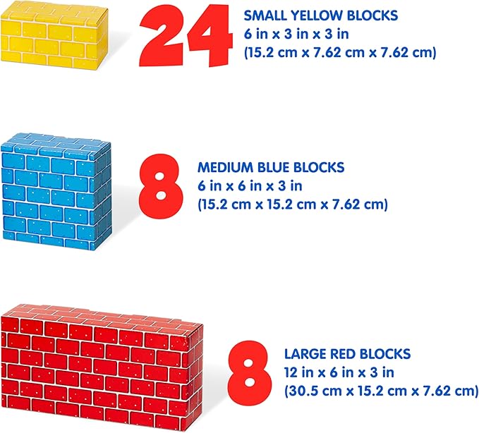 Melissa & Doug Jumbo Extra-Thick Cardboard Building Blocks - 40 Blocks in 3 Sizes