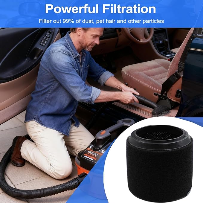 4 Pack VF3700 Filter Compatible with Rigid Vac 3-4.5 Gallon Vacuum Cleaners, Wet Application Foam Filter Fit WS0301VA WS0400DE WS14045