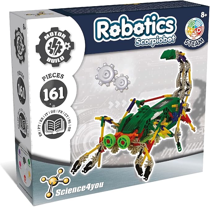 Science4you Scorpiobot Robotics Kit for Kids - Building Robot Toys for Kids 8-12 Year olds,161 Pieces, Stem Building Games, Gift for 8+ Year Olds Boys and Girls