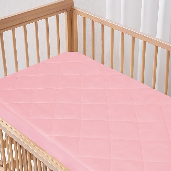 Mini Crib Mattress Protector Sheets Fitted Waterproof Mini Crib Mattress Protector Pad Cover Pink 2 Pack Quilted 38" x 24"