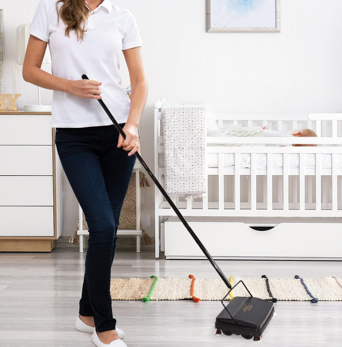 Fuller Brush 17073 Electrostatic Carpet & Floor Sweeper - 9" Cleaning Path - Lightweight - Ideal for Crumby Messes - Works On Carpets & Hard Floor Surfaces - Peach