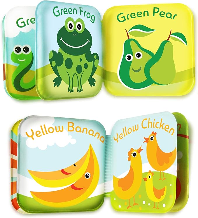 BabyBibi Floating Baby Bath Books for Baby. Kids Learning Bath Toys. Waterproof Bathtime Toys for Toddlers. Kids Educational Infant Bath Toys. (Set of 4: Color Recognition Bath Books)