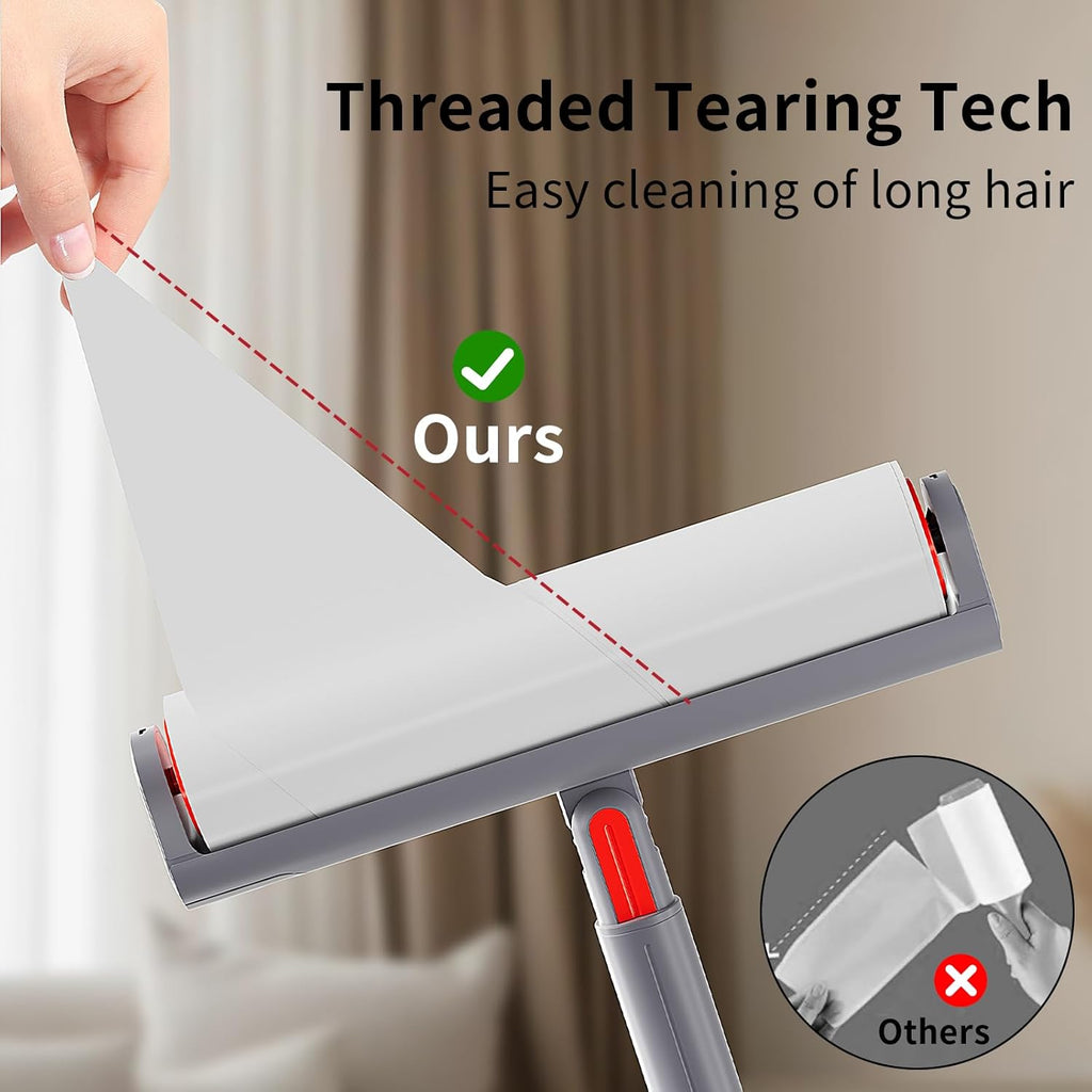 Large Lint Roller Refill 640 Sheets(8 Pack) Value Set, Extra Sticky, Easy Tear for Lint Remover, 9.45 in Pet Mega Extreme Stick Refill for Floor Roller Cleaning for Pet Hair
