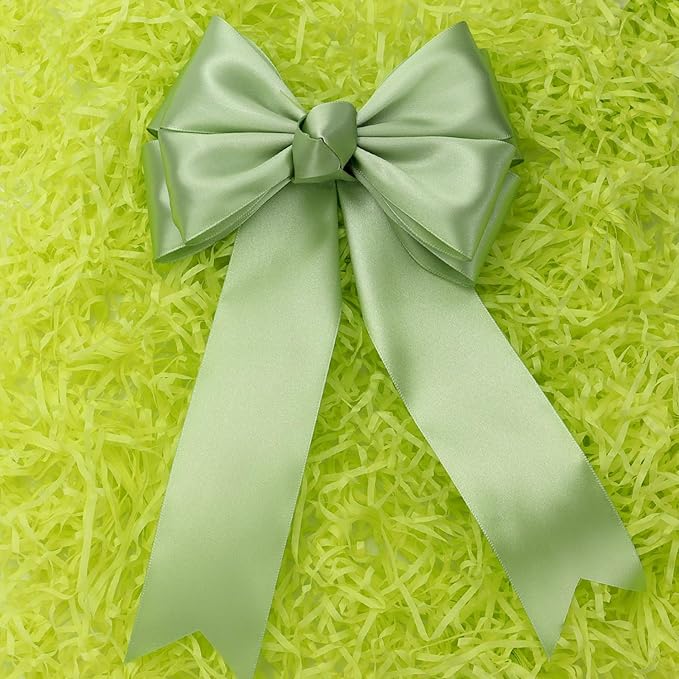 Pale Green Solid Satin Ribbon 2 Inch 25 Yards Solid Polyester Fabric Ribbon for Gift Wrapping Wedding Christmas Baby Shower Birthday Party Decoration Handmade Immortal Flower Craft
