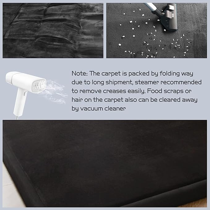 MAXYOYO Baby Play Mat, 1.2" Thick Memory Foam Soft Padded Carpet with Non-Slip Backing, 5x7 ft Japanese Tatami Rug Living Room for Kids, Toddler, Children, Nusery(Black)