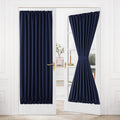 DWCN French Door Curtains Rod Pocket Thermal Blackout Curtain with Glass Window, Kitchen and Patio Door Privacy, 54 X 80 Inches Long, 1 Curtain Panel with Tieback, Navy Blue