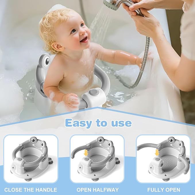 Baby Bath Seat for Babies 6 Months & up Non-Slip Toddler Bath Seats for Sitting Up Infant Bathtub Chair with Suction Cups and Soft Cushion for Baby Shower Tub Seat