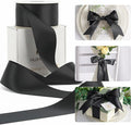 HUIHUANG Black Ribbon 2 inch Double Face Satin Ribbon Black Fabric Ribbon for Crafts, Gift Wrapping, Gift Basket Decor, Flower Bouquet Wrap, Wedding Bridal Shower Decor, Hair Bows -25 Yards/Roll