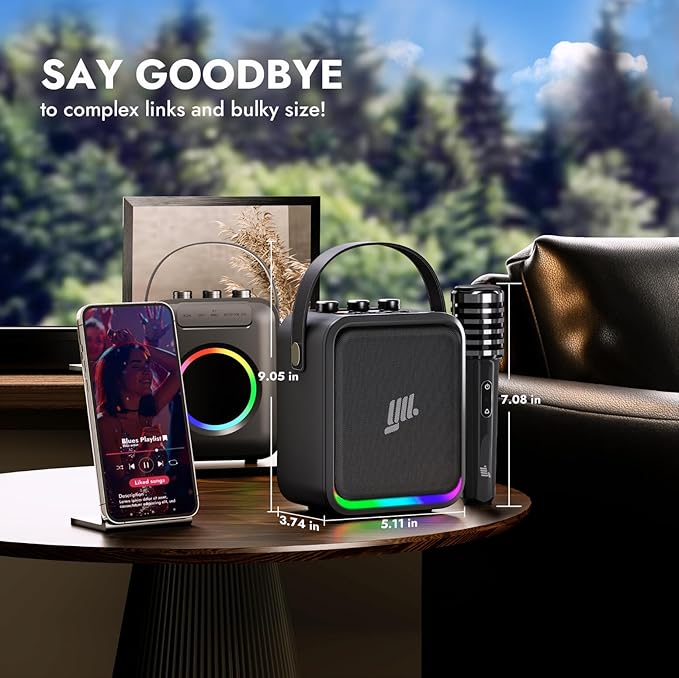 YLL Portable Bluetooth Karaoke Machine: 60W Powerful Speaker with 2 Wireless Microphones, Lightweight with Shoulder Strap, Perfect for Adults & Kids, Home & Outdoor Party