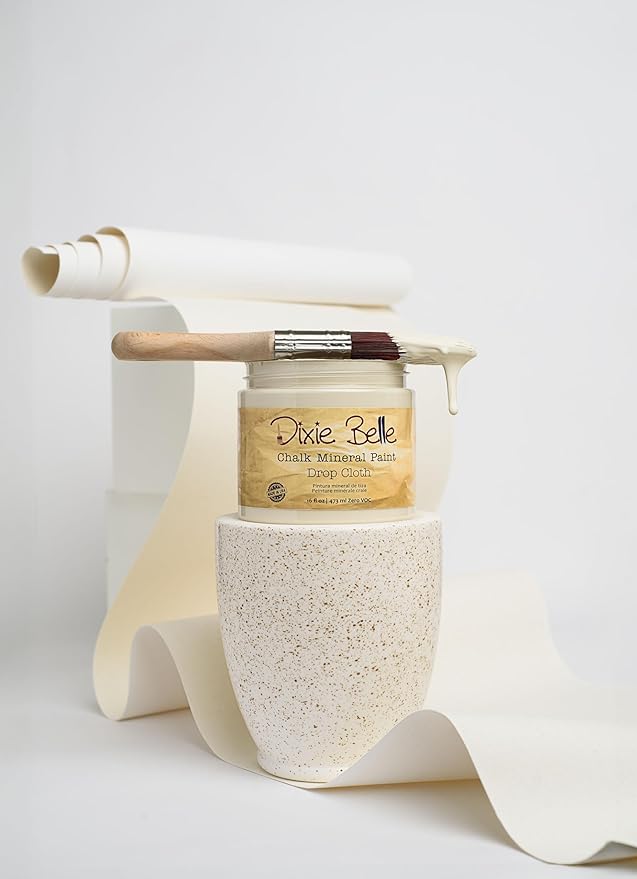 Dixie Belle Paint Company Chalk Finish Furniture Paint - Drop Cloth (8oz) - Matte Linen White Chic Chalk Mineral DIY Furniture Paint