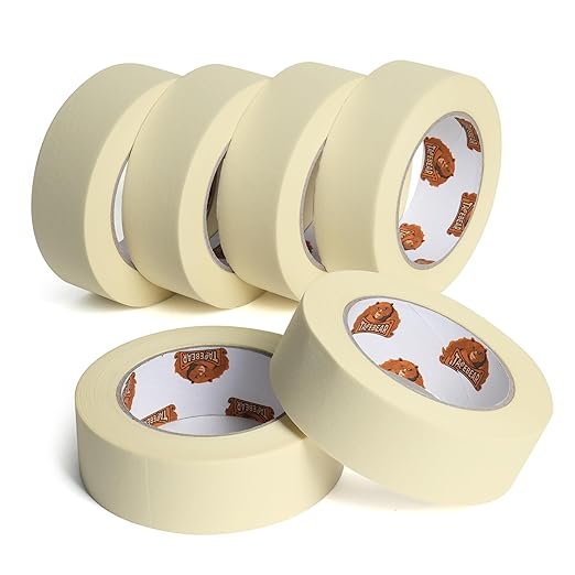 TAPEBEAR General Purpose Masking Tape 1.41 Inches x 60 Yards, Beige White Painters Tape for Painting, Labeling, DIY Arts Crafts, Home Office School Projects, 6 Rolls