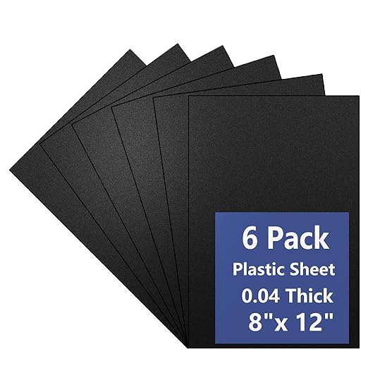 6 Pack Black Plastic Sheet 8x12x0.04 in Flexible High Tensile Plastic Sheets Black Plastic Panel for DIY Materials Handicrafts Home Decoration