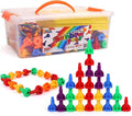 Rainbow Pegs and Board Deluxe 200pc Set, Montessori Baby Toys, Stacking and Lacing Pegs, Baby and Toddler Toys, Play and Learn STEM Toy, Fine Motor Skills, Ages 3+