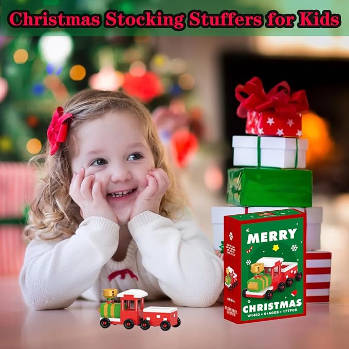 Christmas Train Building Blocks Set Compatible with Lego Advent Calendar 2025 Stacking New Toys Holiday Present Box New Year Xmas Gifts for Kids for Boys & Girls and Adults