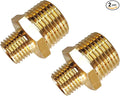 2pcs 1/2" NPT x 1/4" NPT Brass Nipple, 1/2 to 1/4 Adapter Fitting Reducing Solid Hex Brass Nipple, 1/2 Male to 1/2 Male Reducer Pipe Fittings for Extending and Connecting Pipes