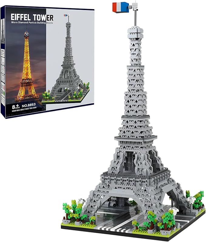 Paris Eiffel Tower Model Building Blocks Micro Brick Architecture Landmark for Display Fun Construction Gift for Kids & Adults