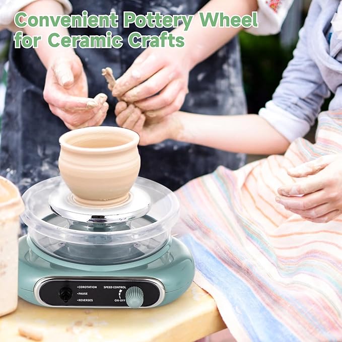 Mini Pottery Wheel Kit, 4.7 Turntable Electric Pottery Wheel, Clay Making Pottery Machine with 24 Pottery Shaping Tools and Paint Set, Craft Kits Gift for Kids Teens & Adults Beginners
