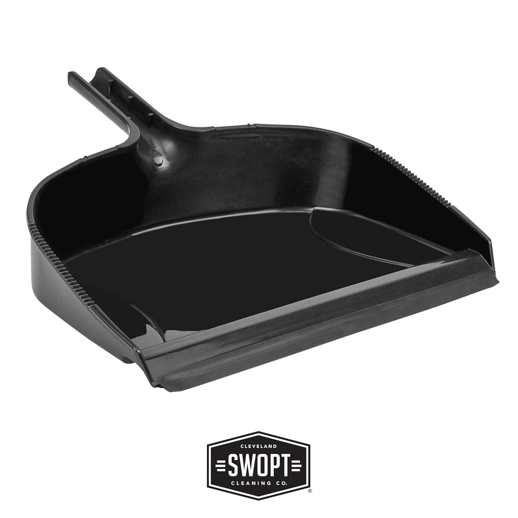 SWOPT Angled Broom Head + 12” Dust Mop Head + Plastic Dustpan – Multi-Surface Cleaning Kit Interchangeable with All SWOPT Cleaning Products for More Efficient Cleaning and Storage