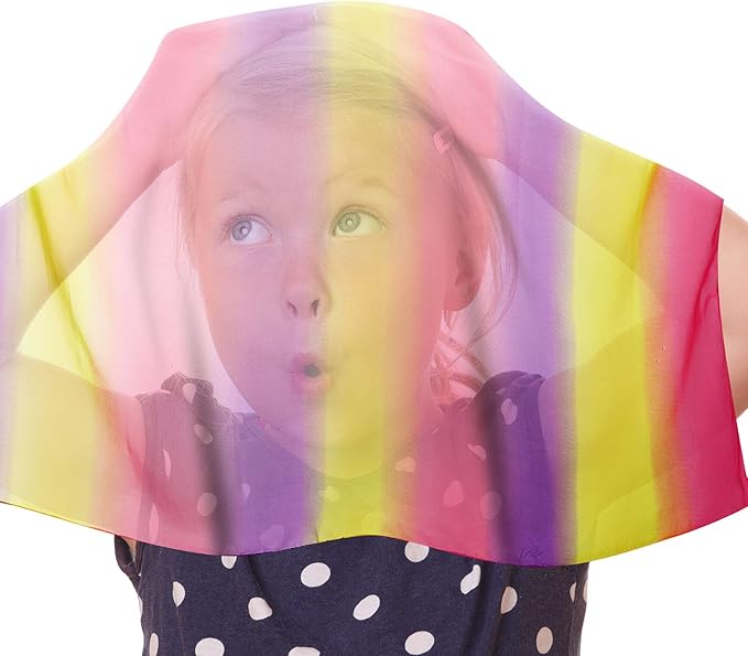 Geyoga 3 Pcs Square Play Silk Scarf 27 Inch Rainbow Sweet Silks Dance Juggling Scarf for Kids Pretend Creative Play, Dress up and Childhood Fun