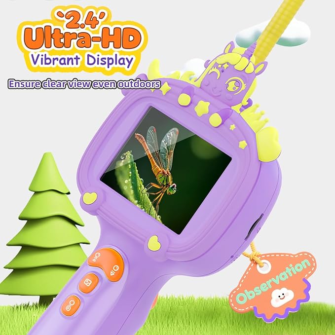 Borescope Snake Camera Endoscope with Light & Flexible Tube for Kids - Educational STEM Science Toy for Boys & Girls Ages 3-10, Birthday for Nature Exploration - Purple