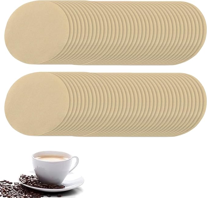 Waziaqoc 400 Count 2.5 Inch Natural Unbleached Round Coffee Filter, Replacement Paper Filters for Moka Pot Ice Drip and Espresso Machines