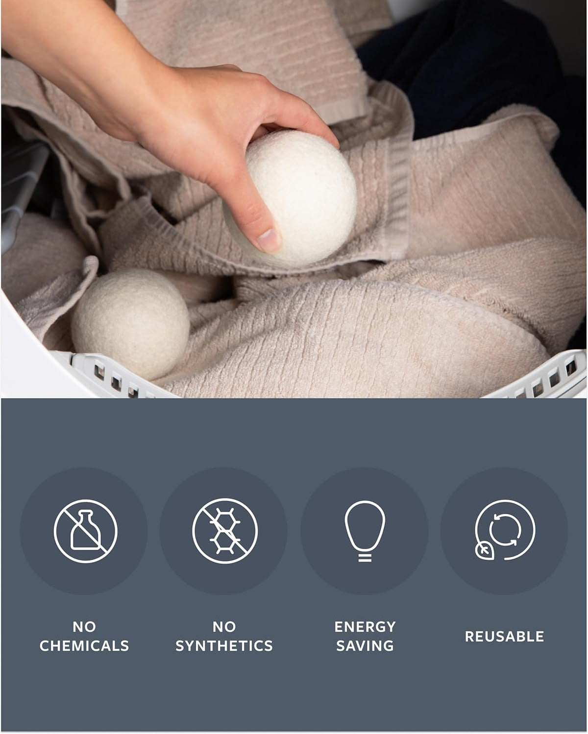 GroundLuxe Premium New Zealand Wool Dryer Balls - 6-Pack, 100% Organic, Hand-Felted, Reusable, Reduce Drying Time - Natural Fabric Softening, Wrinkle & Static Reduction